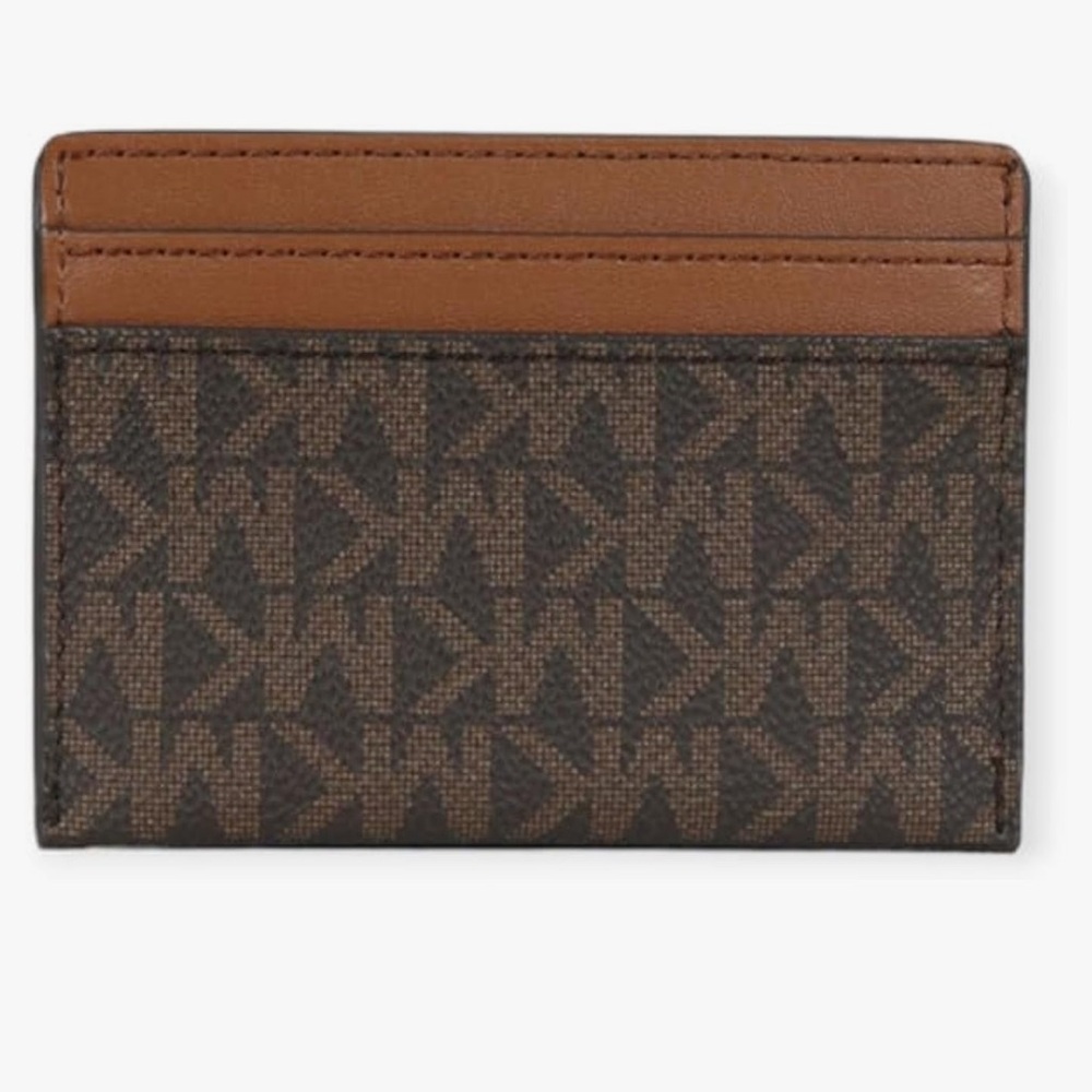 Michael Kors Reed Large Card Holder Wallet MK Signature Logo Leather (Brown MK) - Picture 2 of 3